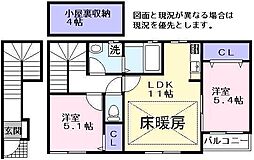 ラックハイム 2階2LDKの間取り