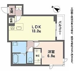 ラグジュール南彦根 2階1LDKの間取り