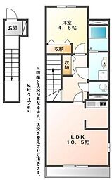 グランドソレーユ壱番館 2階1LDKの間取り