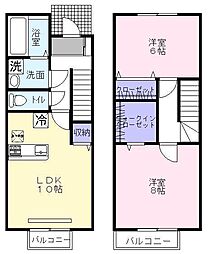 セジュールグランモアＢ 1階2LDKの間取り