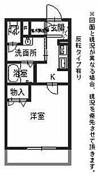 ブリリアント　ガーデン　（Ａ棟） 2階1Kの間取り