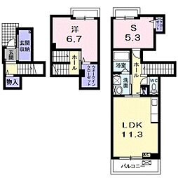 アヴニール・セカンド 1SLDKの間取図画像