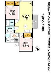 レークハイツチボリ 2LDKの間取図画像