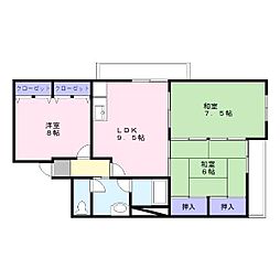 港屋第3ビルメゾンインペリアル 3LDKの間取図画像
