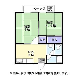 かたやまハイツ 2DKの間取図画像
