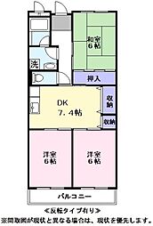 マンション亨 3DKの間取図画像