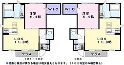 メゾン・デュ・ヴェール城町 1LDKの間取図画像