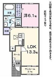 サニータウン横田I 1LDKの間取図画像
