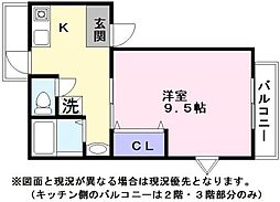 メゾンM.Y館 1DKの間取図画像