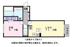 ヴィラシャルマン 1LDKの間取図画像
