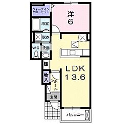 ベルアンジュ 1LDKの間取図画像
