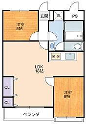 ファミール伊藤 2LDKの間取図画像