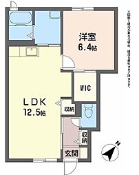 サンライズ平田 1LDKの間取図画像