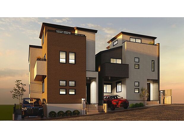 左側が当物件。家具やレイアウトでお好みの空間を創り上げられます。