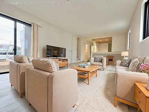 LDKは広々20帖。※現況の物件写真に、ＣＧによる画像処理がされています。