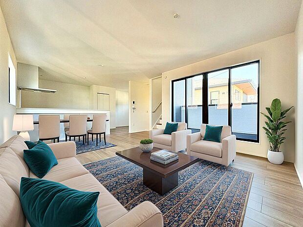 大きな窓から差し込む光が心地良い2階LDK。※現況の物件写真にCGによる画像処理がされています。