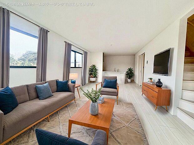 20.5帖の広々としたLDK。※現況の物件写真に、ＣＧによる画像処理がされています。