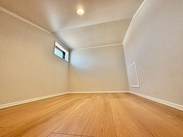 固定階段を上ると、屋根裏の有効スペースが現れます。