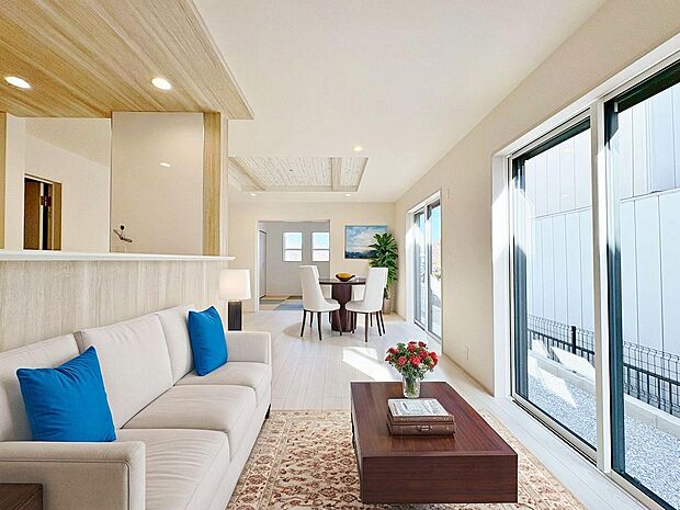 17.5帖のLDK横にはシンプルで品のある続き間居室を備えています。※現況の物件写真にCGによる画像処理がされています。