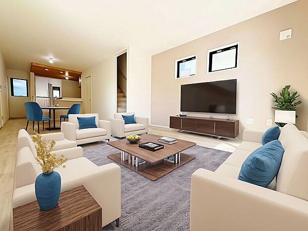 LDK広々19.7帖。ご家族にとって「いいもの」を揃えました。※現況の物件写真に、ＣＧによる画像処理がされています。