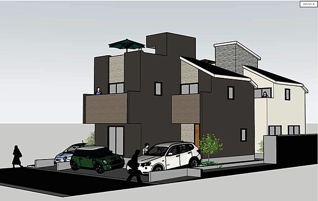 プライバシーに配慮した2階リビング設計。