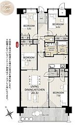 ポレスターブロードシティ小松原 4LDKの間取図画像