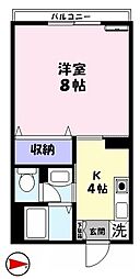 フロール1 2階1Kの間取り