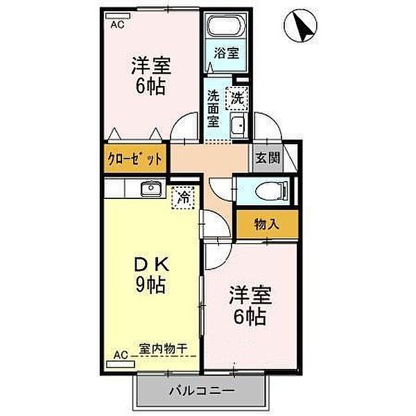 アーバンスクエア　E棟 202｜鳥取県米子市上福原７丁目(賃貸アパート2DK・2階・50.12㎡)の写真 その2