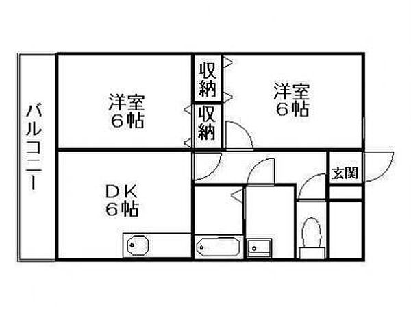 スカイマンション　Ｅ 405｜鳥取県米子市西福原９丁目(賃貸マンション2DK・4階・51.60㎡)の写真 その2