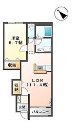アース・カラー 1階1LDKの間取り