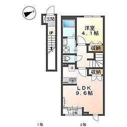 アジュール東福原 2階1LDKの間取り