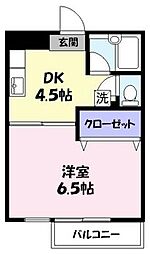 ラフェスタ旗ヶ崎 3階1DKの間取り