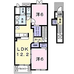 シュティル　ブリーゼＡ 2階2LDKの間取り