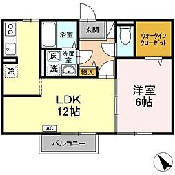 パル　ヴィレッジ 2階1LDKの間取り