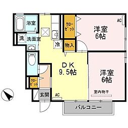 プリマヴェーラ 1階2DKの間取り