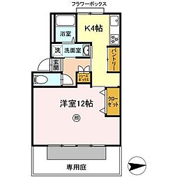 シーサイドハウス　B棟 1階1Kの間取り