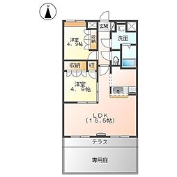 ディベルティ観音寺新町 1階2LDKの間取り