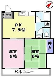 ラフェスタKAIKE 2DKの間取図画像