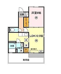 ブルーム米原　A棟 1階1LDKの間取り