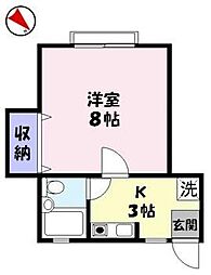 プティ・フルール 1Kの間取図画像