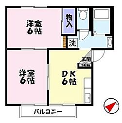 ハイツアイ旗ヶ崎 2DKの間取図画像