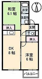 コルキス　ソード 2階2DKの間取り