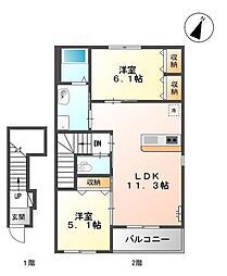 ＶＡＶＯＯＭ 2階2LDKの間取り