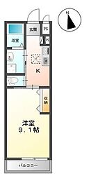 メゾン　ド　グラティア 1階1Kの間取り