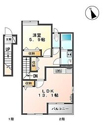 フィオーレ　皆生温泉 2階1LDKの間取り