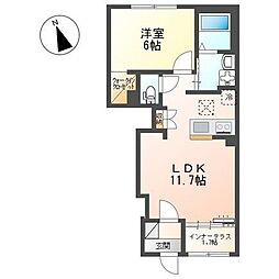 ベントルナータ 1階1LDKの間取り