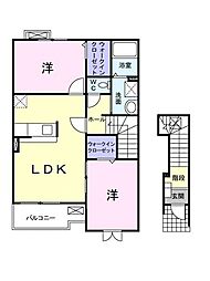 マ　ヒューナ　Ａ 2階2LDKの間取り