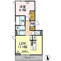 グリーンガーデン 3階1LDKの間取り