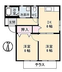 メイプルガーデンB 2DKの間取図画像
