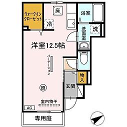 レーベンパディー ワンルームの間取図画像